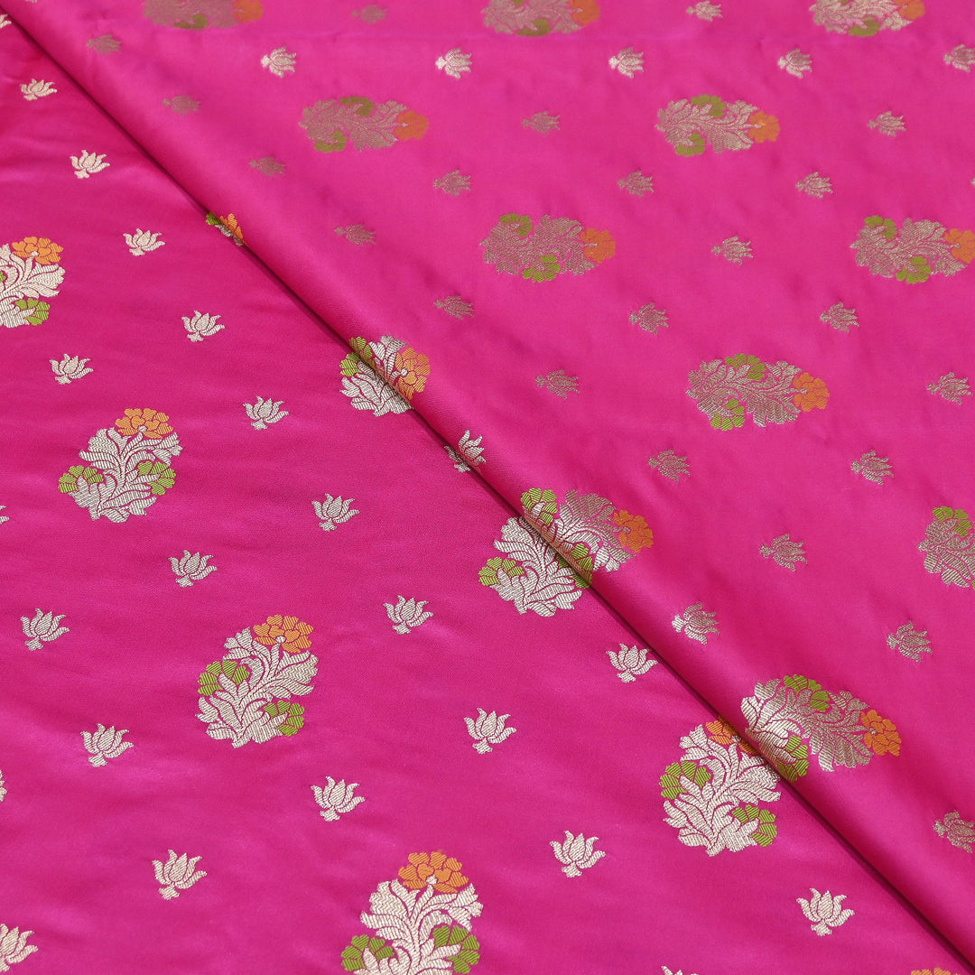 Premium Satin Mina Zari Booti Brocade Fabric | Designer Fabric | MAS425-11