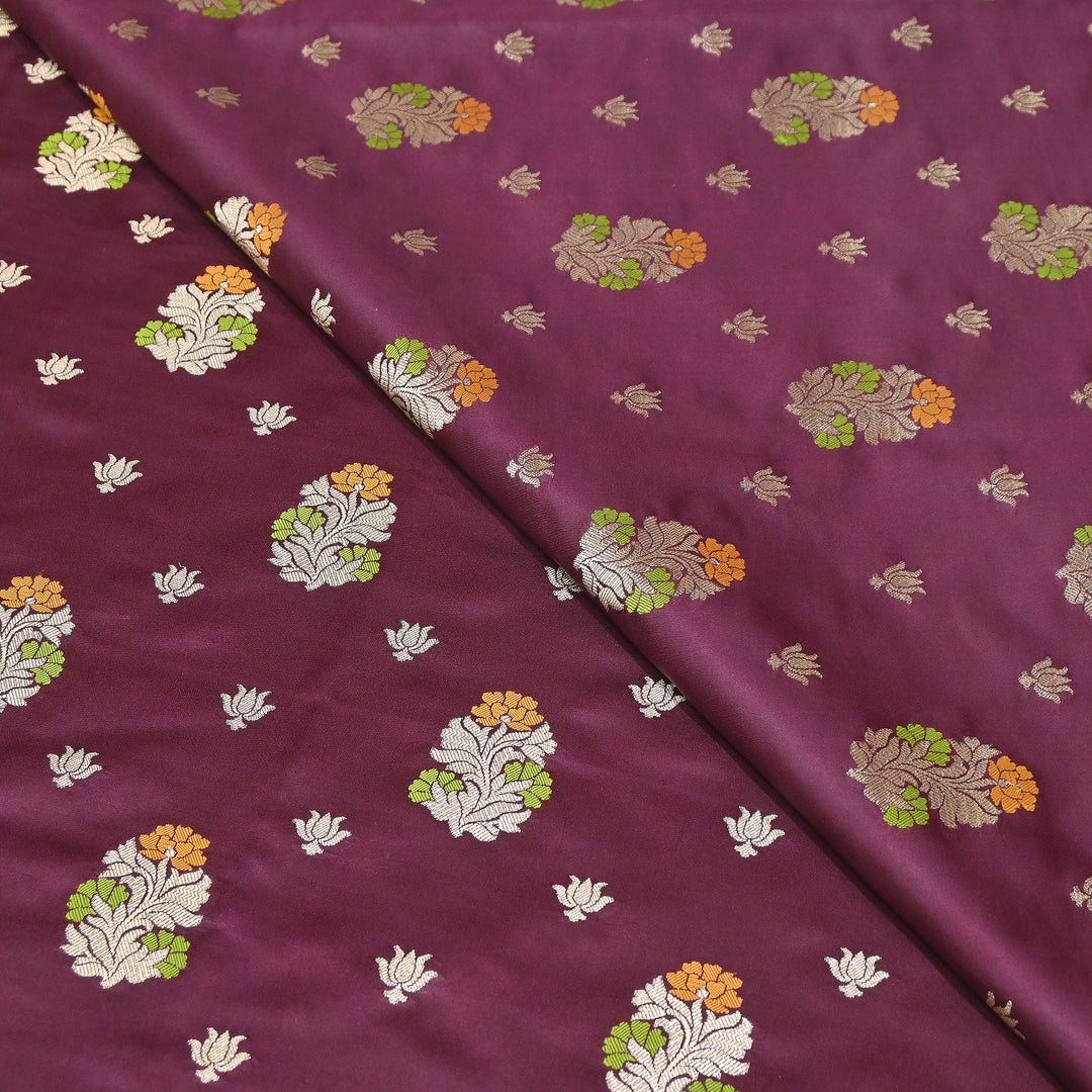 Premium Satin Mina Zari Booti Brocade Fabric | Designer Fabric | MAS425-10