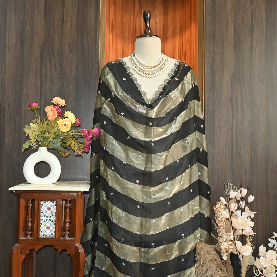 Elegant Fendi Organza Zari & Sequins Embroidery Dupatta | Premium Designer Dupatta | JHA435-09