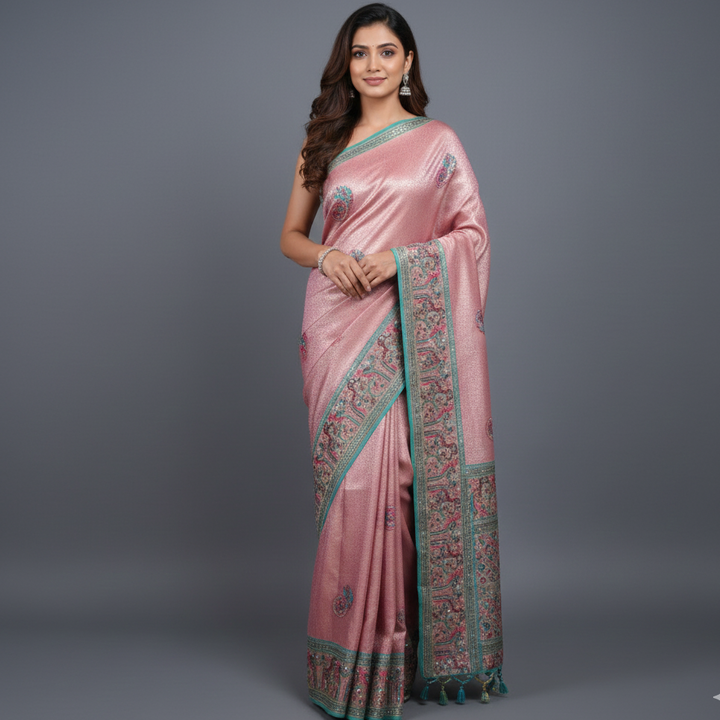 Mauve Banarasi Silk Saree with Swarovski Work