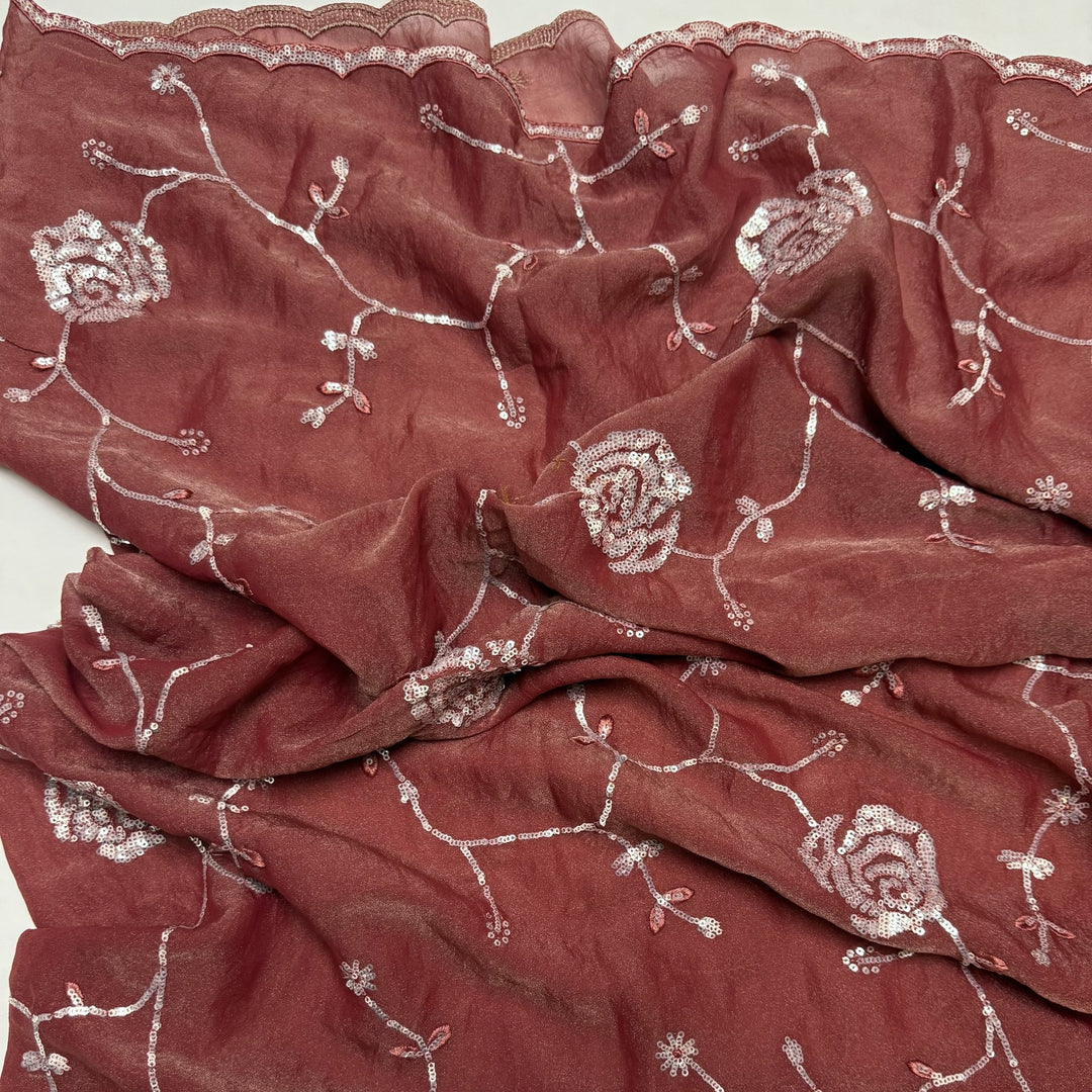 Simmer Organza Moti sequins With Cut dana Work Unstitched suit set