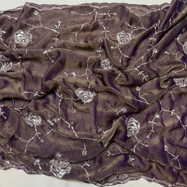 Simmer Organza Moti sequins With Cut dana Work Unstitched suit set