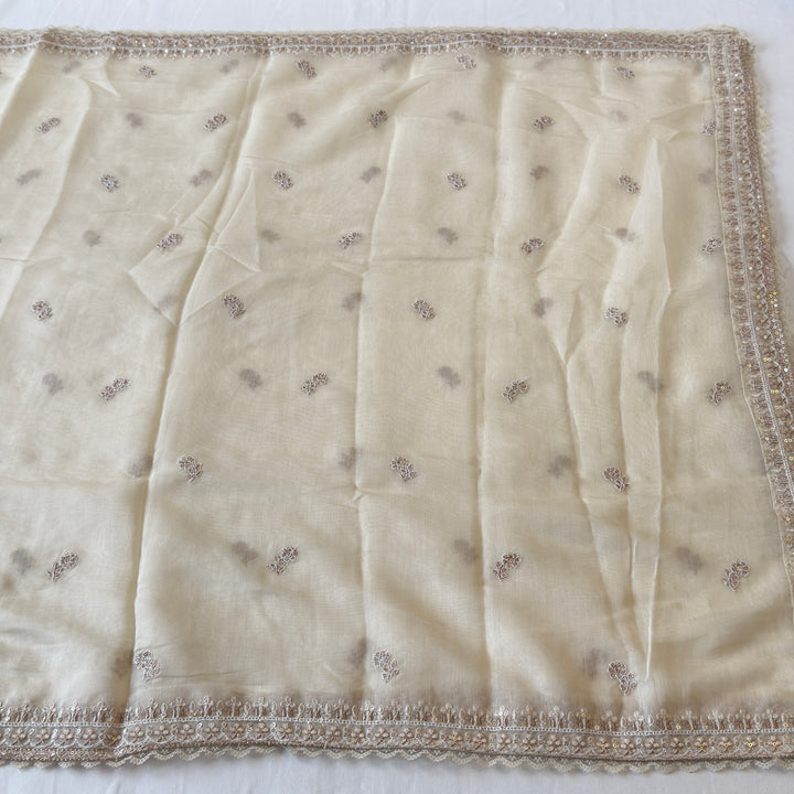 Pure Mal Cotton Zari Sequins Work Unstitched Suit Set  SKE28261-3