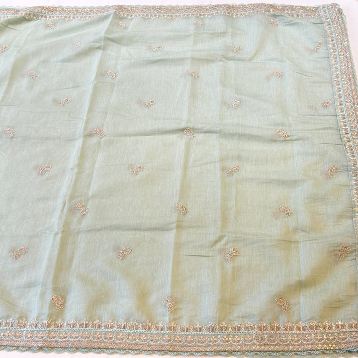Pure Mal Cotton Zari Sequins Work Unstitched Suit Set  SKE28261-1