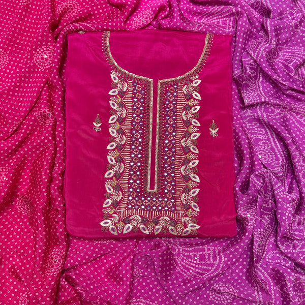 ✨ Chinon Cutdana & Sequins Work Unstitched Suit Set