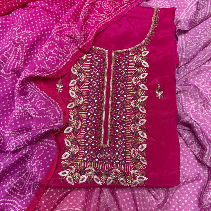 ✨ Chinon Cutdana & Sequins Work Unstitched Suit Set