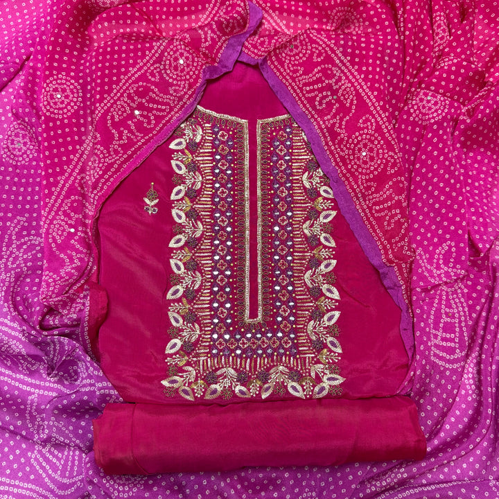 ✨ Chinon Cutdana & Sequins Work Unstitched Suit Set