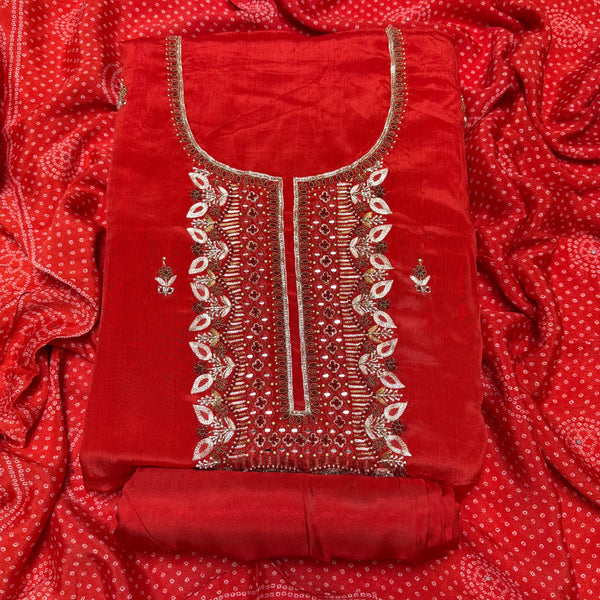 ✨ Chinon Cutdana & Sequins Work Unstitched Suit Set