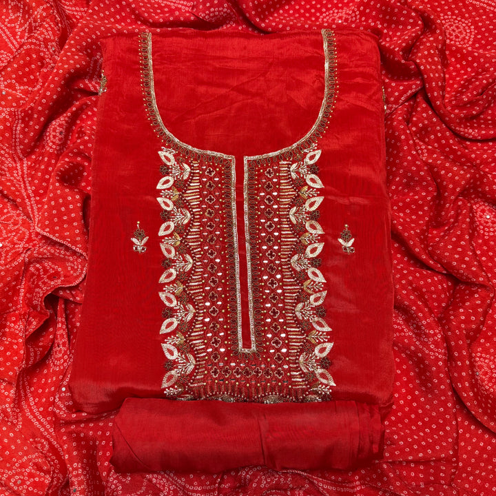 ✨ Chinon Cutdana & Sequins Work Unstitched Suit Set