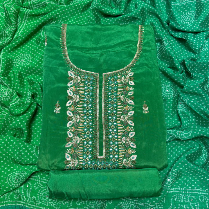 ✨ Chinon Cutdana & Sequins Work Unstitched Suit Set