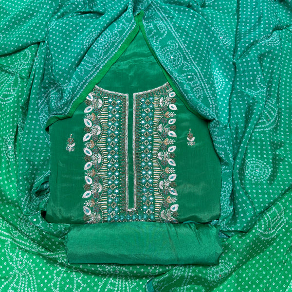 ✨ Chinon Cutdana & Sequins Work Unstitched Suit Set