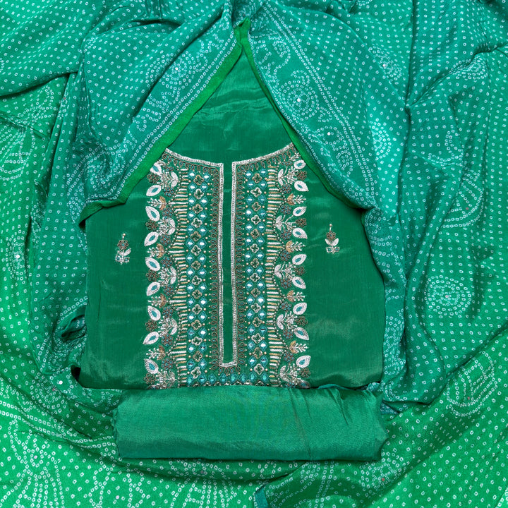 ✨ Chinon Cutdana & Sequins Work Unstitched Suit Set