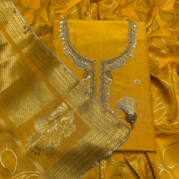 ✨ Chinon Cutdana & Sequins Work Unstitched Suit Set
