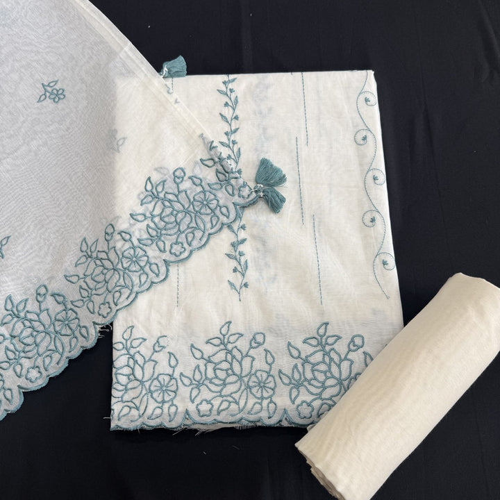 Mul Chanderi Thread Work Unstitched Suit Set-UF4125-1