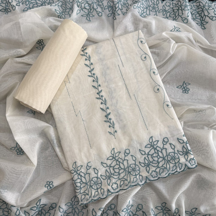 Mul Chanderi Thread Work Unstitched Suit Set-UF4125-1
