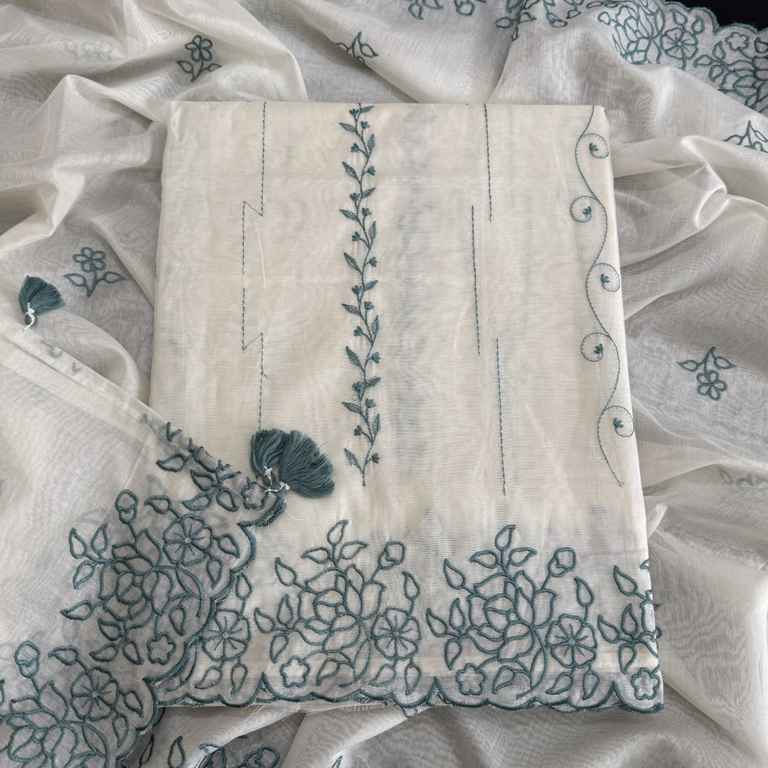 Mul Chanderi Thread Work Unstitched Suit Set-UF4125-1
