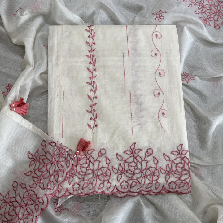 Mul Chanderi Thread Work Unstitched Suit Set-UF4125-2