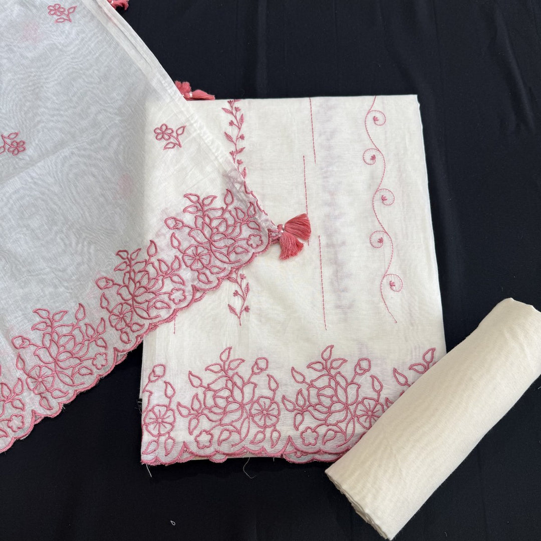 Mul Chanderi Thread Work Unstitched Suit Set-UF4125-2