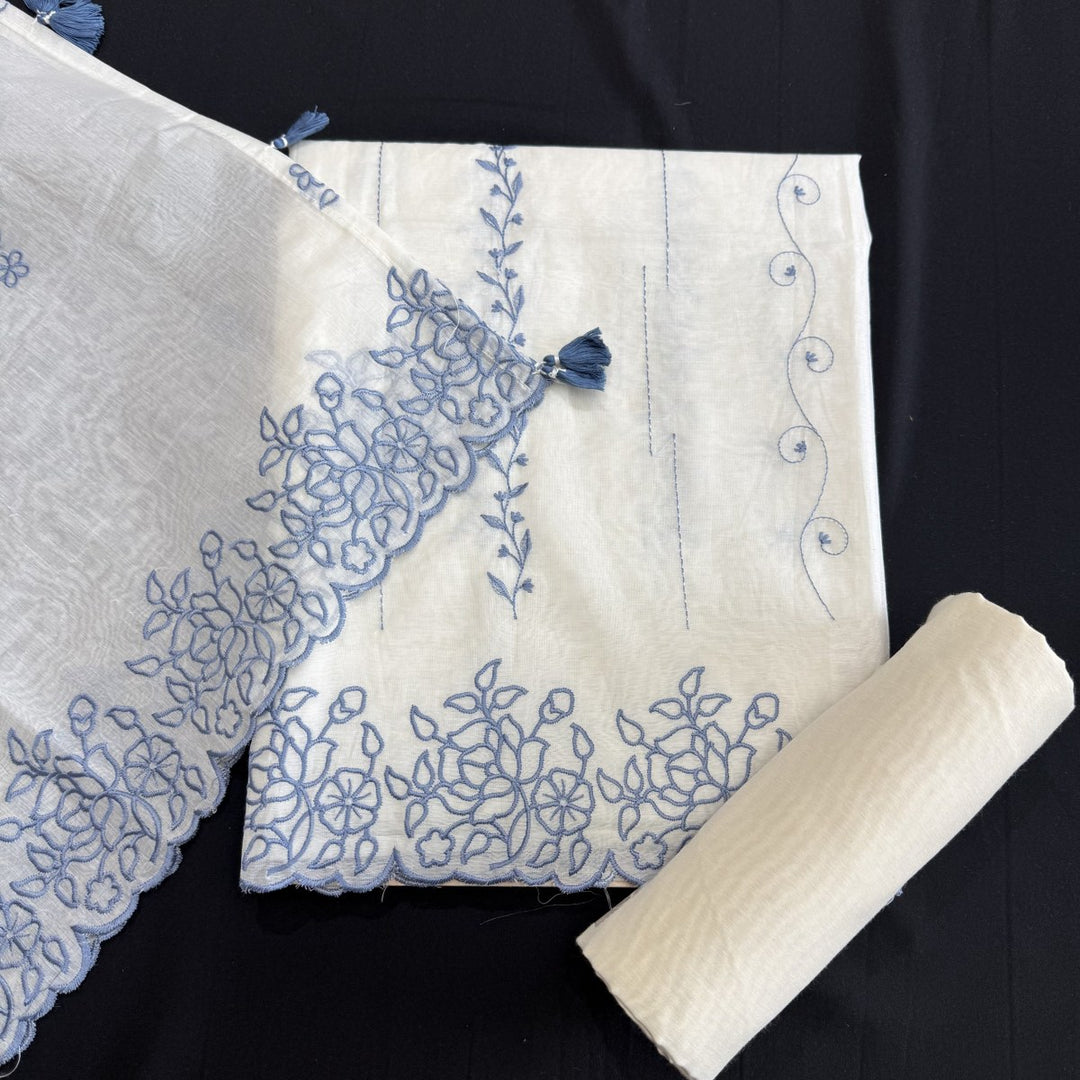 Mul Chanderi Thread Work Unstitched Suit Set-UF4125-3