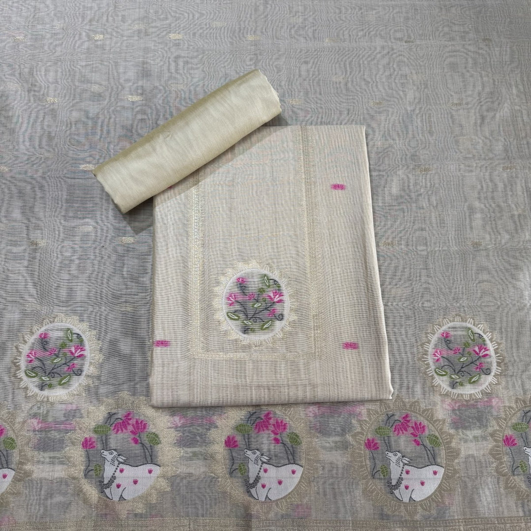 Chandei Jamdani Weaving Unstitched Suit Set-KS0002