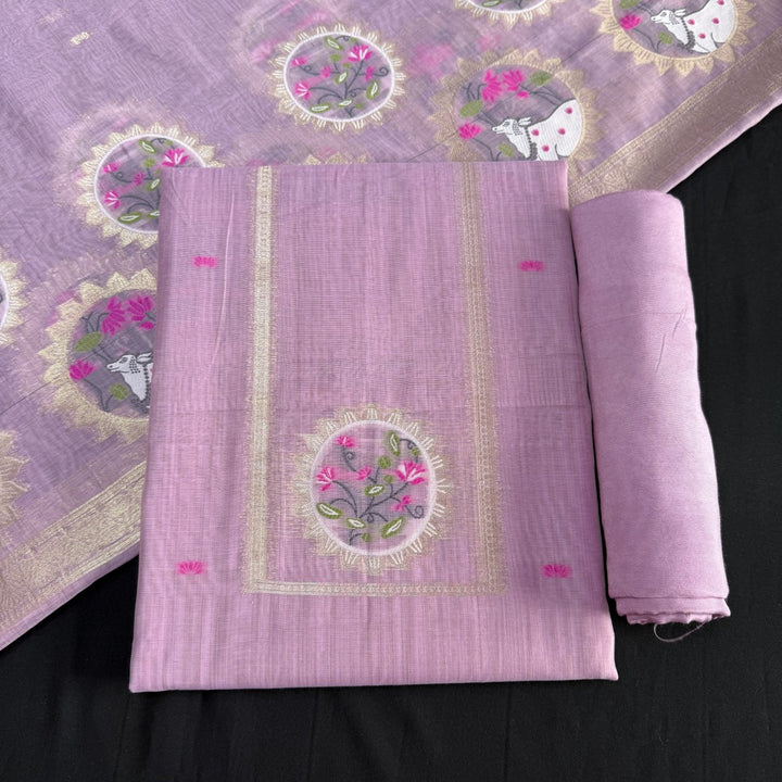 Chandei Jamdani Weaving Unstitched Suit Set-KS0002-2