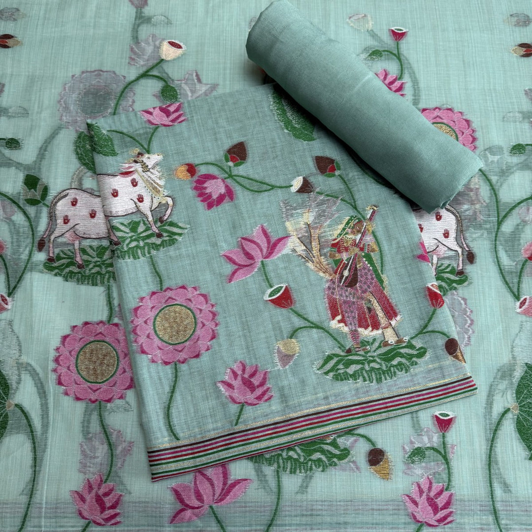 Chandei Jamdani Weaving Unstitched Suit Set-KS0171-2