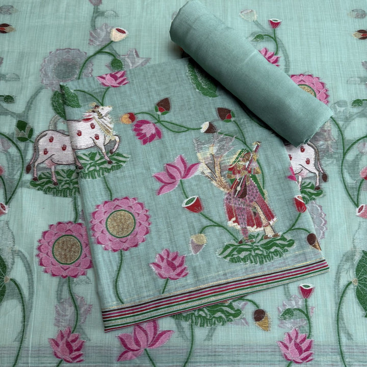Chandei Jamdani Weaving Unstitched Suit Set-KS0171-2