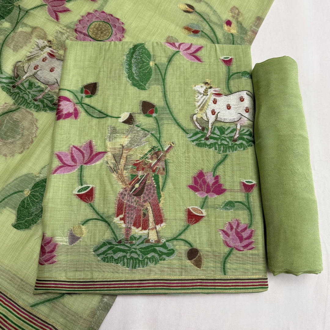 Chandei Jamdani Weaving Unstitched Suit Set-KS0171-5