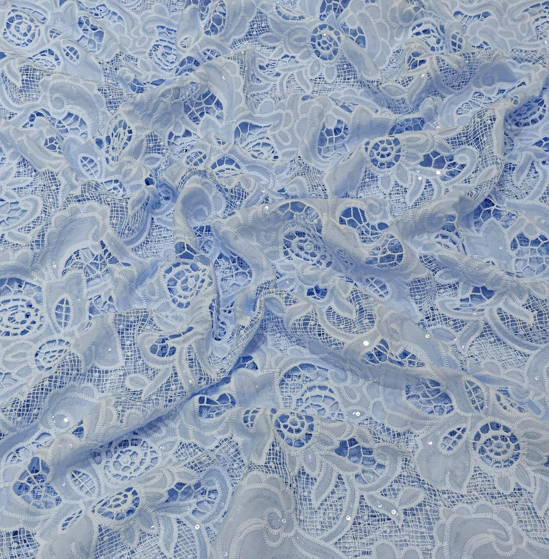 Crocia Cut Work With Watter Sequence Embroidery on Imported Crepe Fabrics