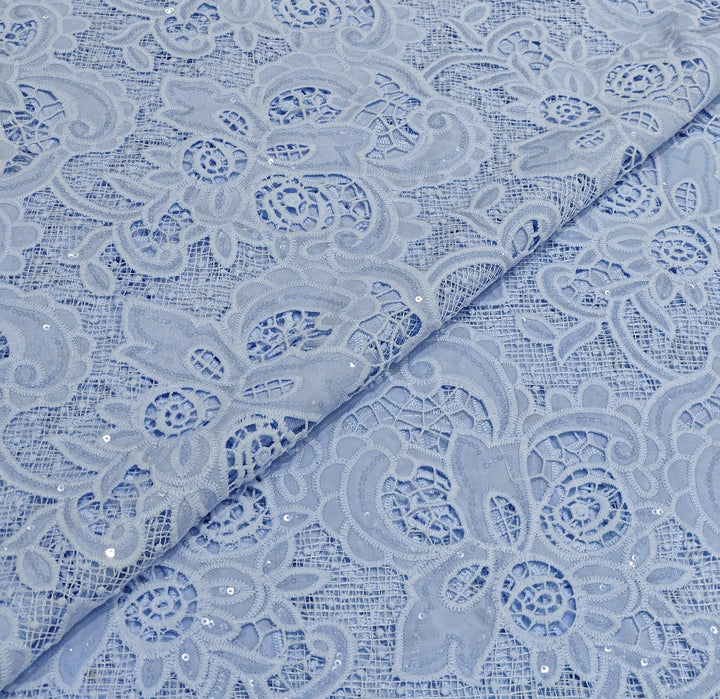 Crocia Cut Work With Watter Sequence Embroidery on Imported Crepe Fabrics