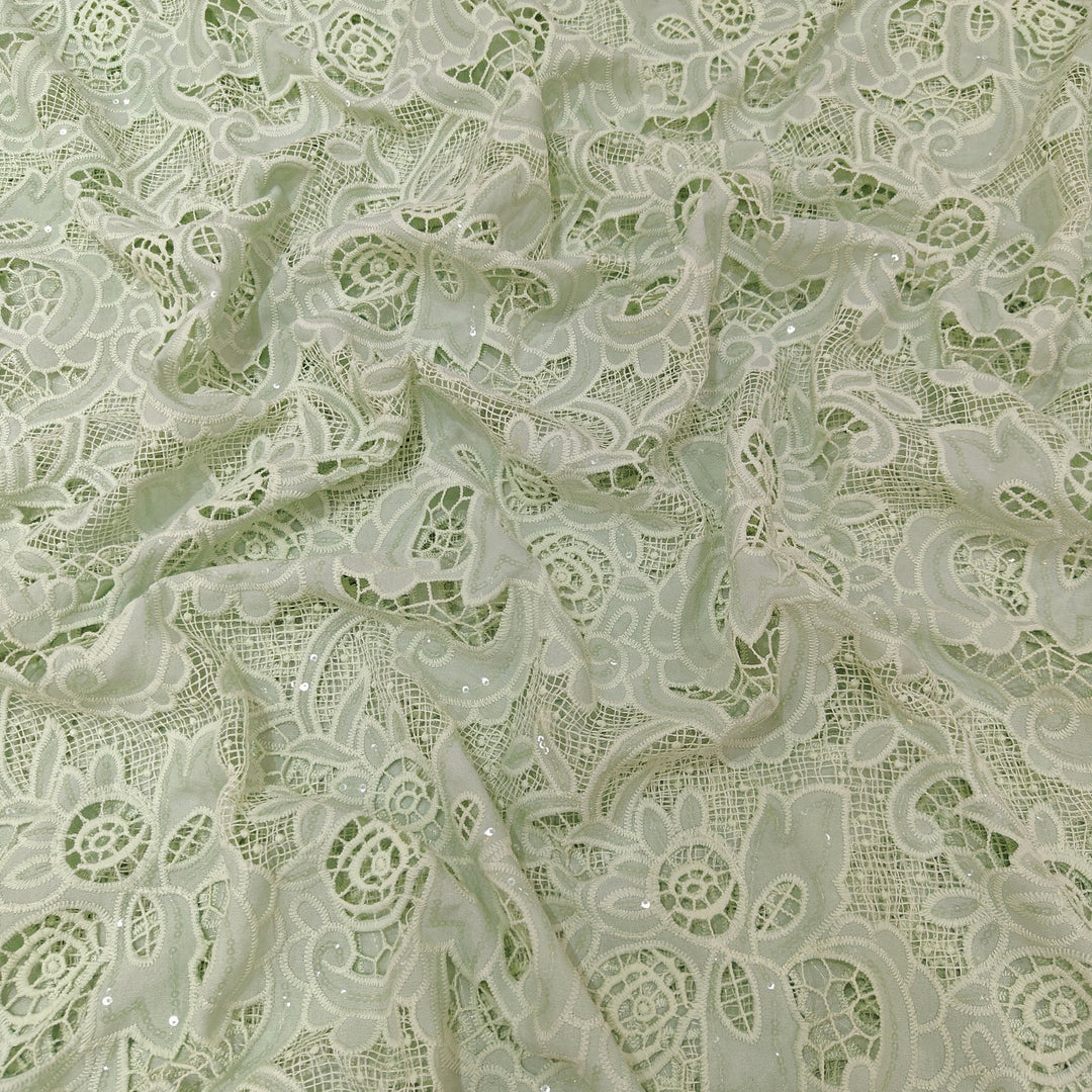 Crocia Cut Work With Watter Sequence Embroidery on Imported Crepe Fabrics