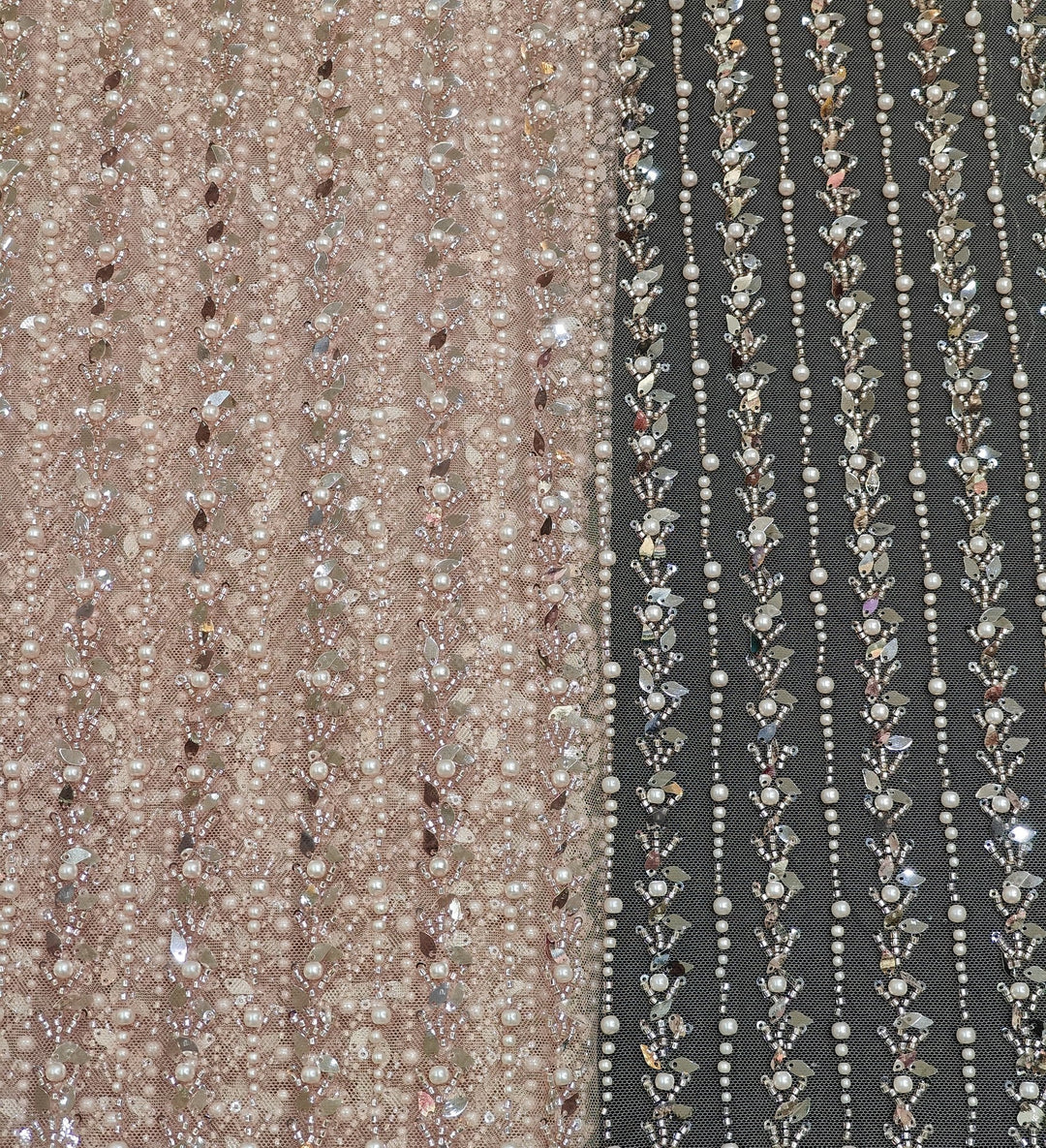 Imported Net Cut Dana Pearls Hand Embroidery Fabrics