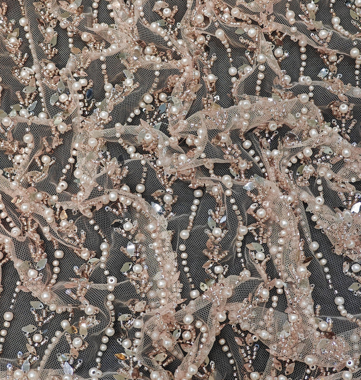 Imported Net Cut Dana Pearls Hand Embroidery Fabrics