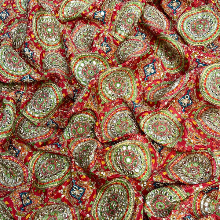 Crepe Position Print With Zari Sequins Embroidery