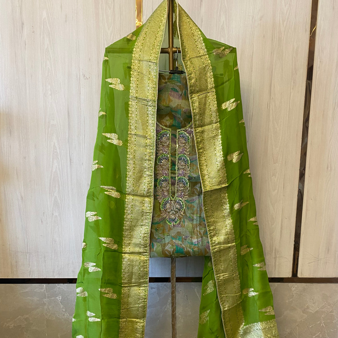✨ Tissue Silk Cutdana &amp; Sequins Work Unstitched Suit Set ✨