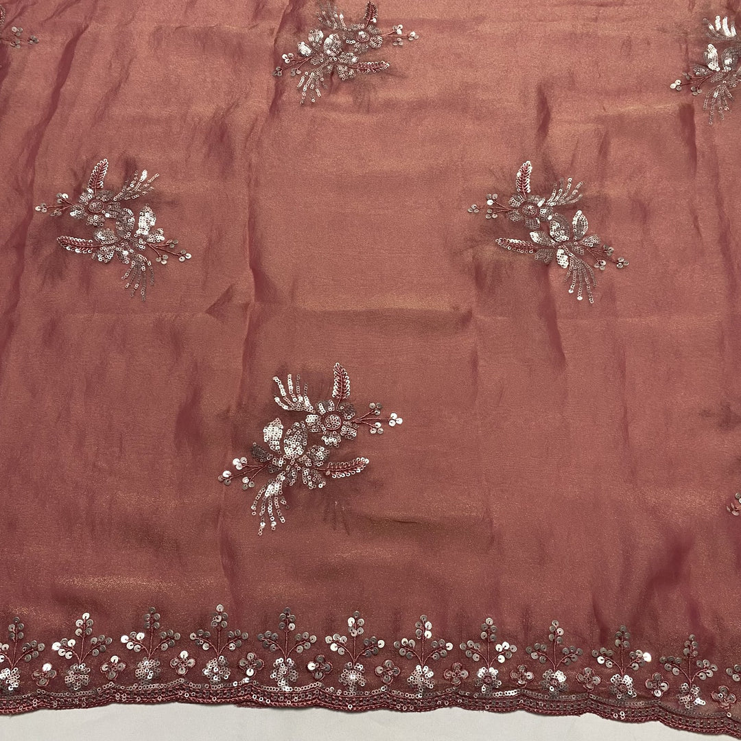 Simmer Organza Moti sequins With Cut dana Work Unstitched suit set