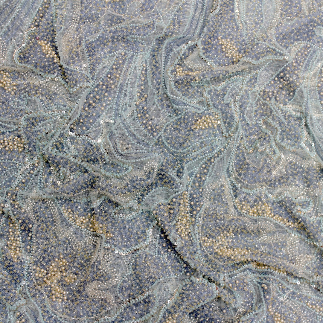 Beautiful Imported Net Cut Dana & Sequins Embroidery Fabric