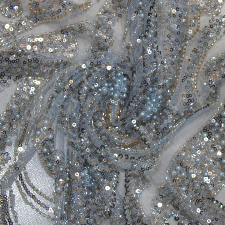 Beautiful Imported Net Cut Dana & Sequins Embroidery Fabric