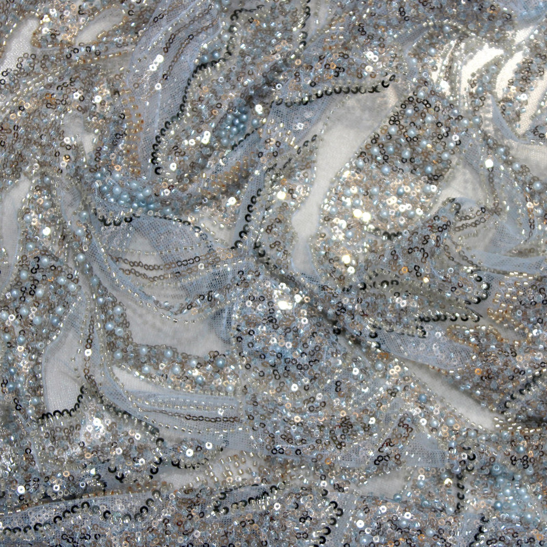 Beautiful Imported Net Cut Dana & Sequins Embroidery Fabric
