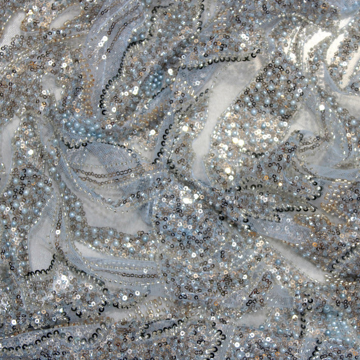 Beautiful Imported Net Cut Dana & Sequins Embroidery Fabric