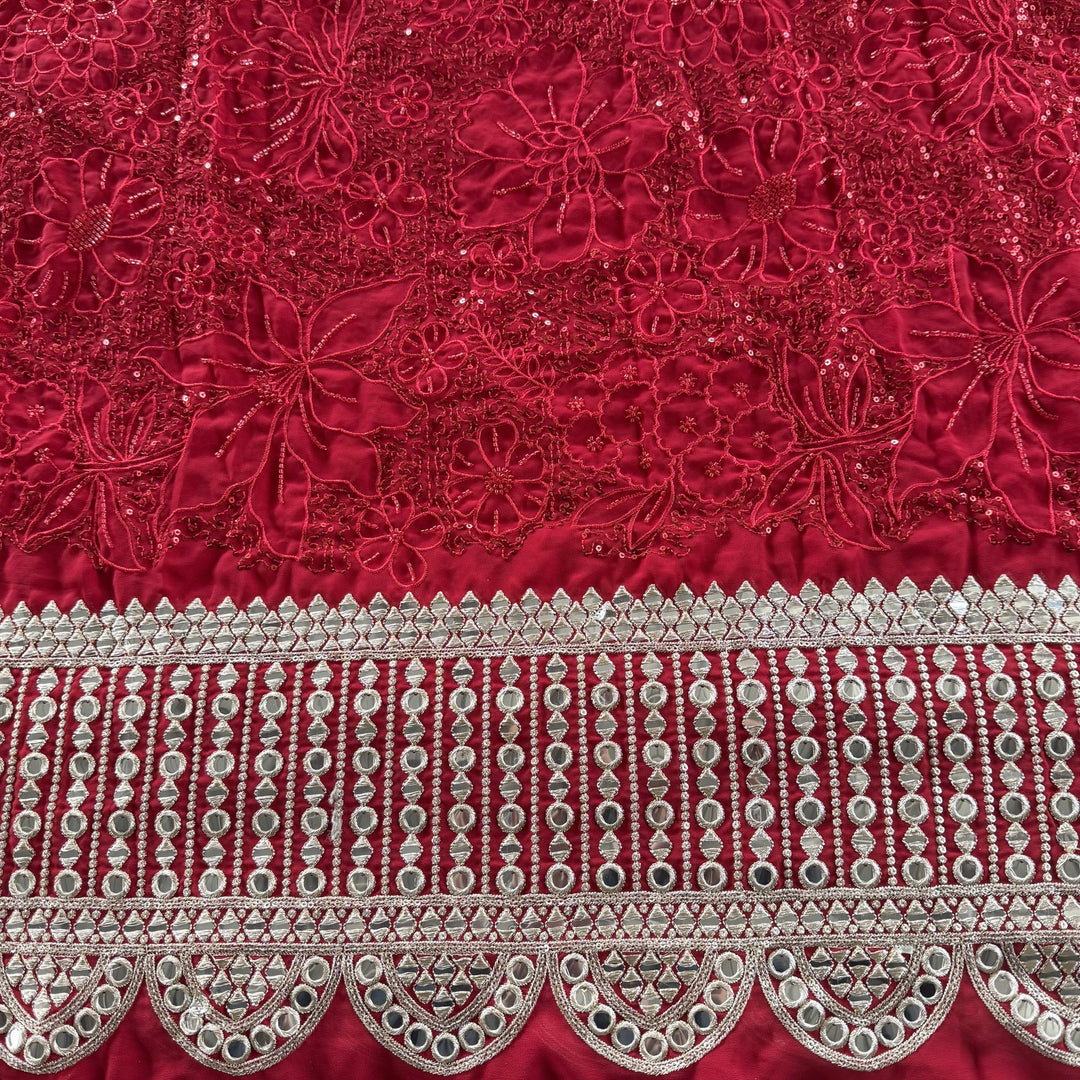 Georgette Moti Sequence Embroidery Fabric