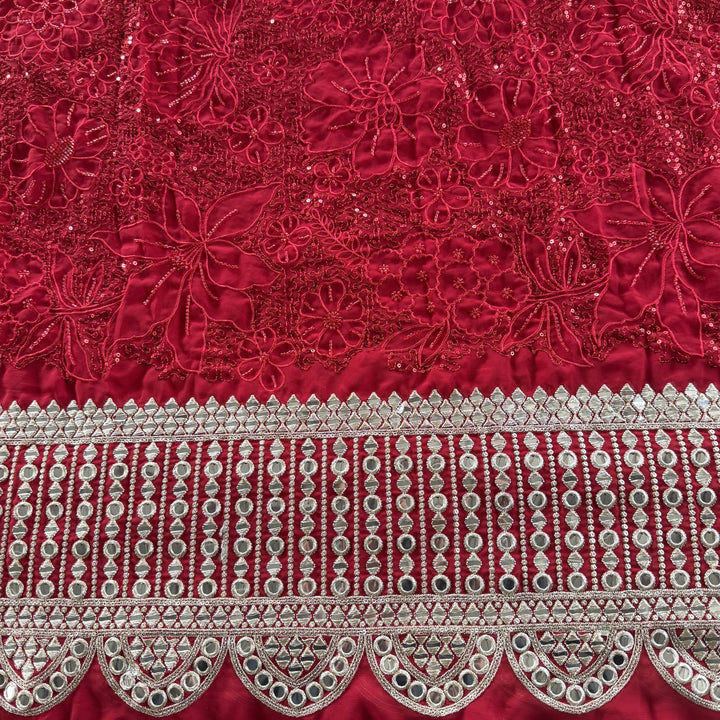Georgette Moti Sequence Embroidery Fabric