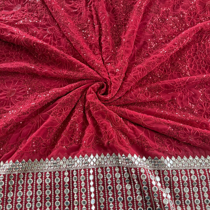 Georgette Moti Sequence Embroidery Fabric