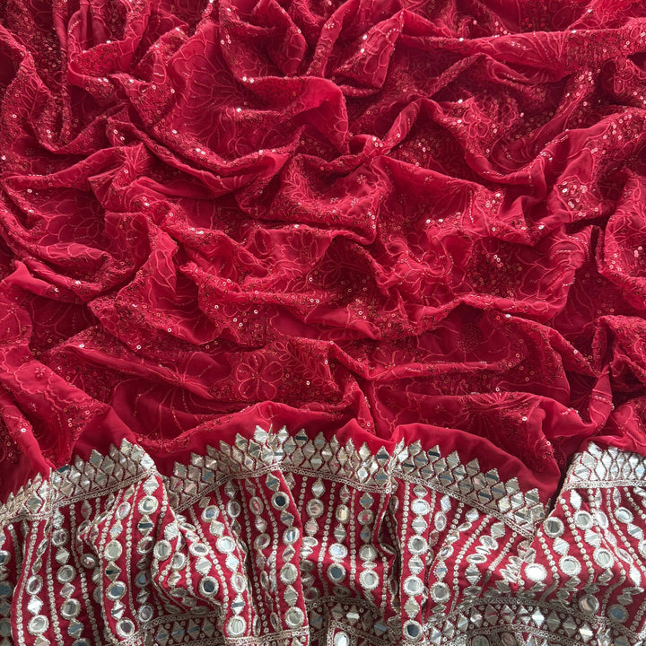Georgette Moti Sequence Embroidery Fabric