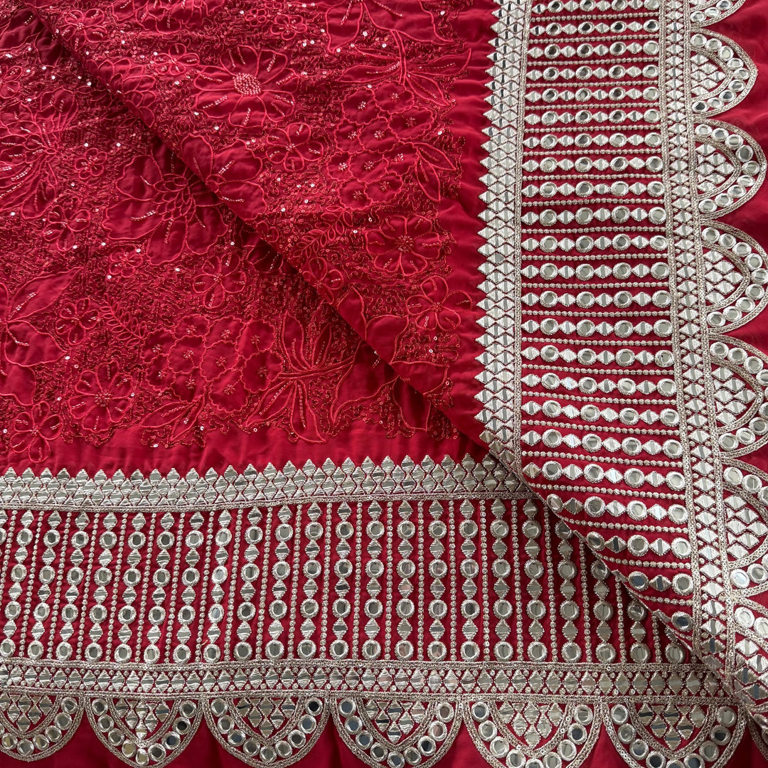 Georgette Moti Sequence Embroidery Fabric