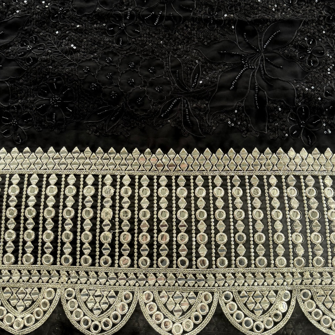 Georgette Moti Sequence Embroidery Fabric