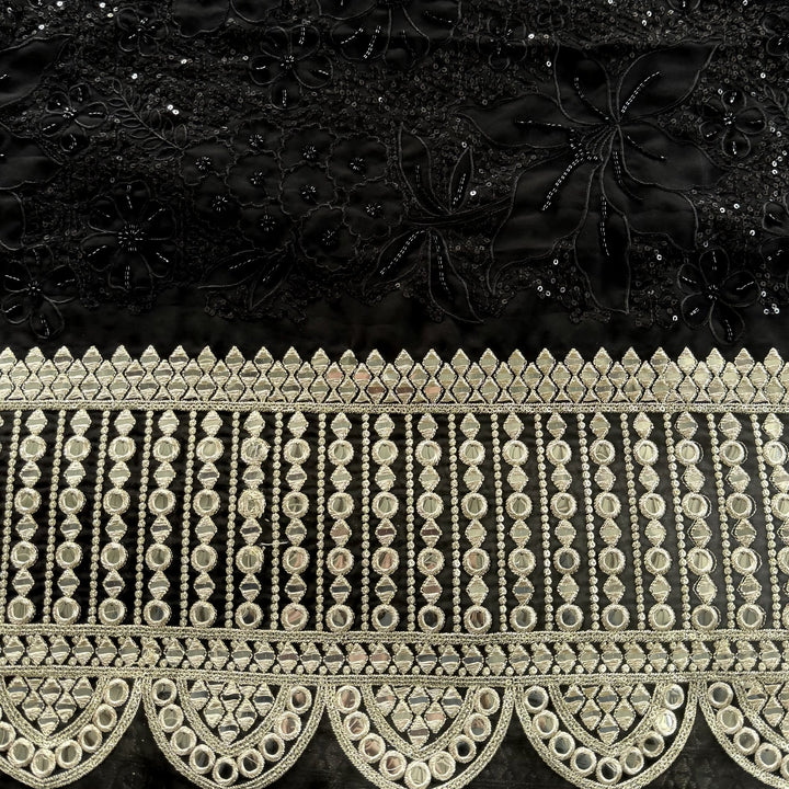 Georgette Moti Sequence Embroidery Fabric
