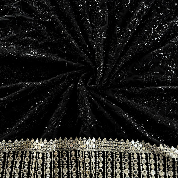 Georgette Moti Sequence Embroidery Fabric