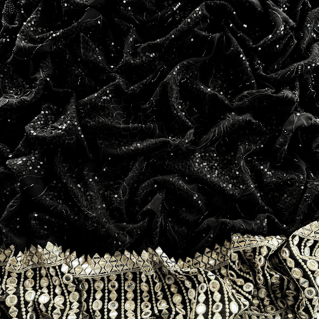 Georgette Moti Sequence Embroidery Fabric