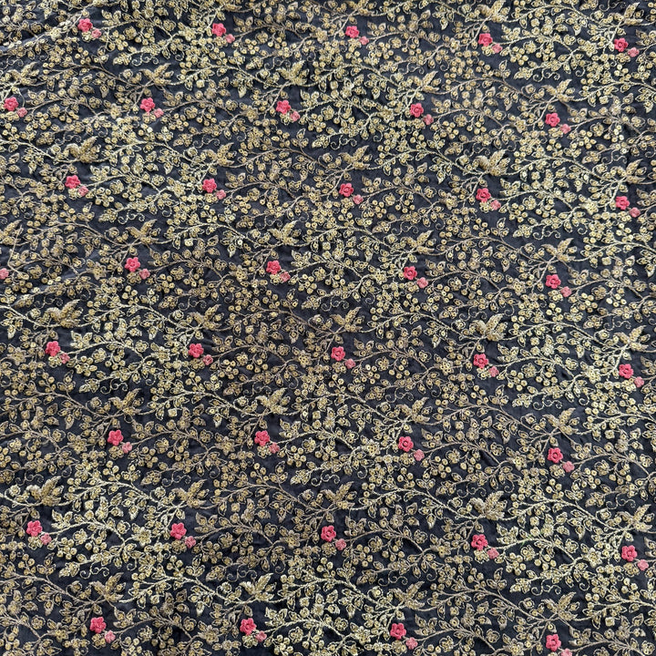 Silk Chanderi Thread Sequence Embroidery Fabric